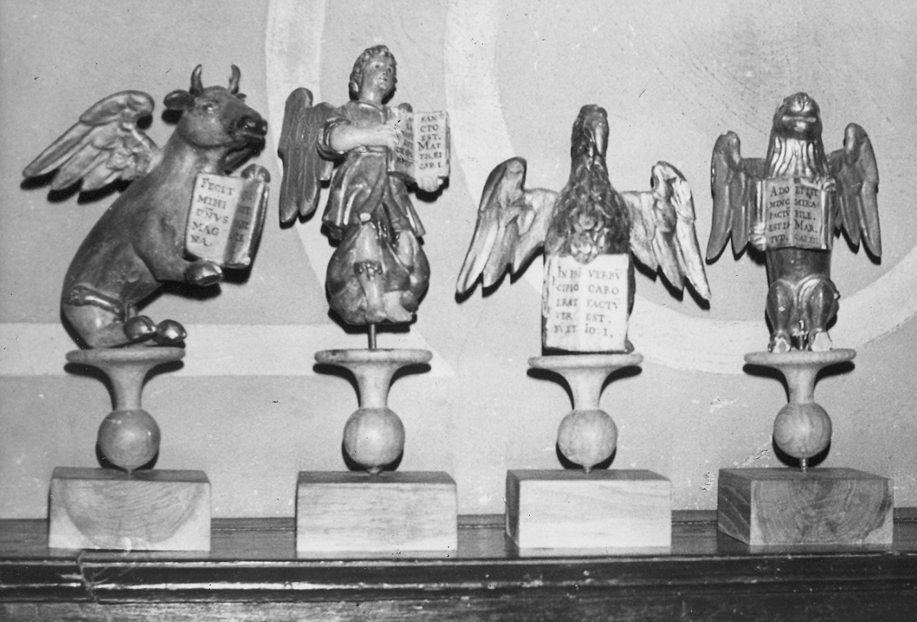 simboli dei quattro evangelisti (statuetta, serie) - ambito parmense (sec. XVII)