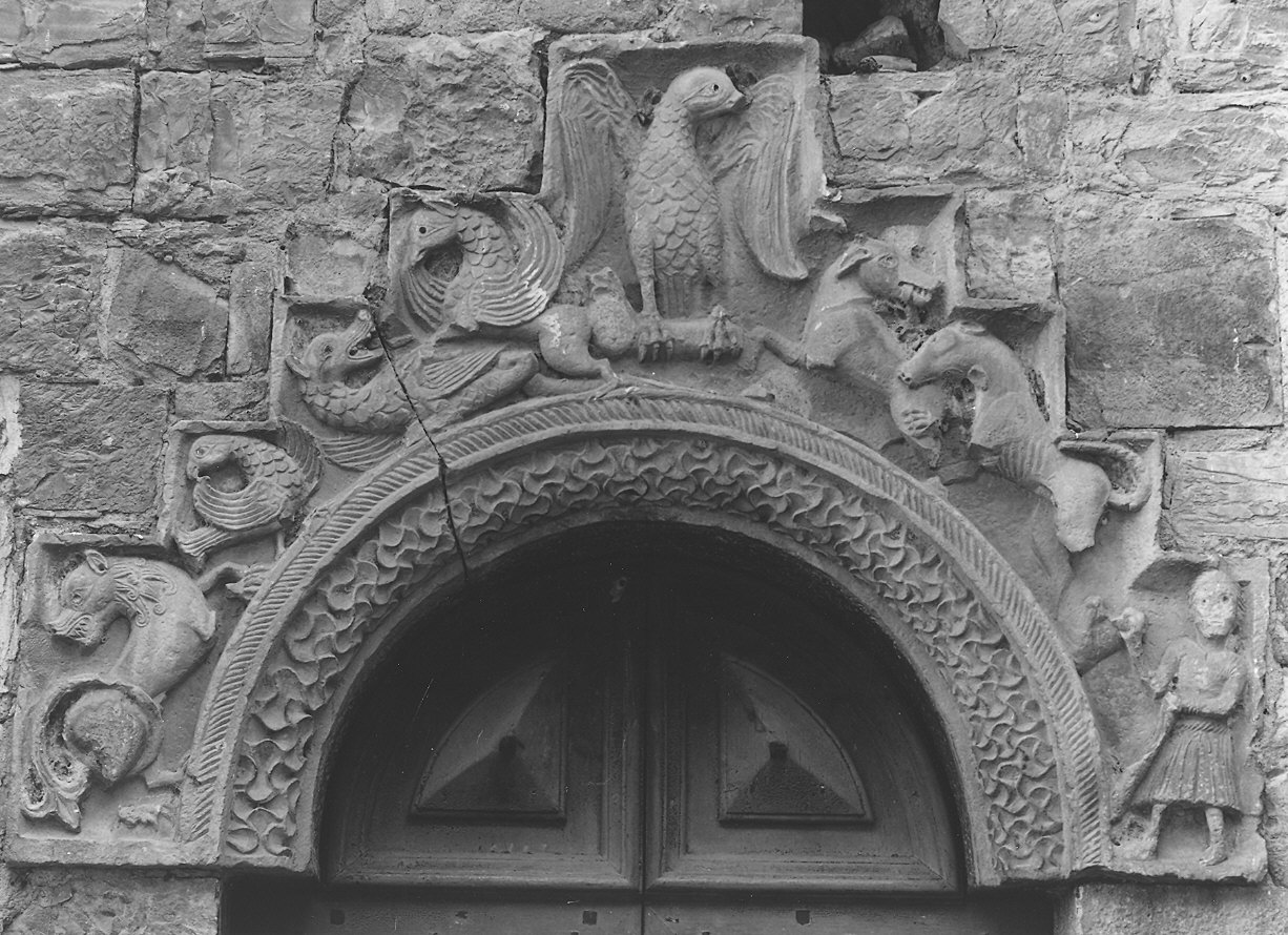 animali e uccelli (archivolto di portale) - ambito emiliano (sec. XII)