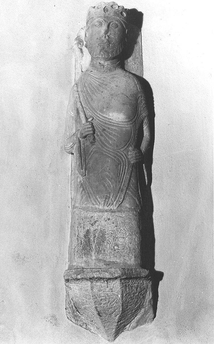 figura maschile con corona e scettro (scultura) di Antelami Benedetto (scuola) (fine/inizio secc. XII/ XIII)