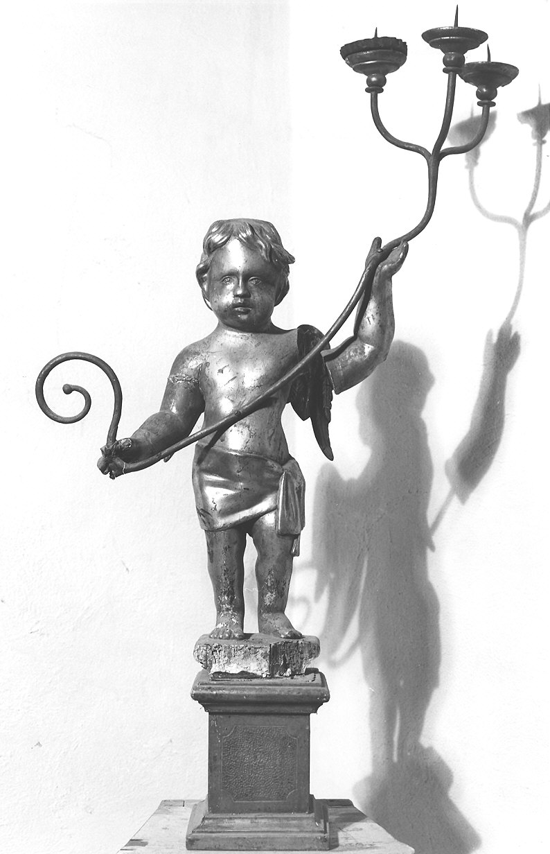 candelabro - a statuetta, elemento d'insieme - ambito parmense (inizio sec. XVIII)