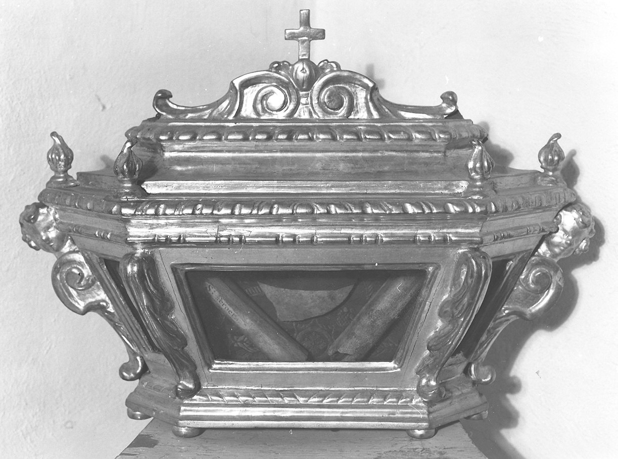 reliquiario a teca - a urna - ambito parmense (metà sec. XVIII)