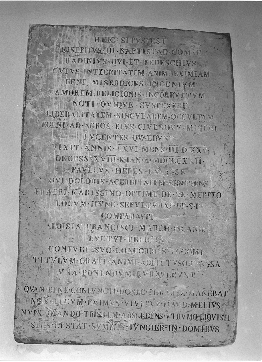 lapide commemorativa - ambito piacentino (sec. XIX)