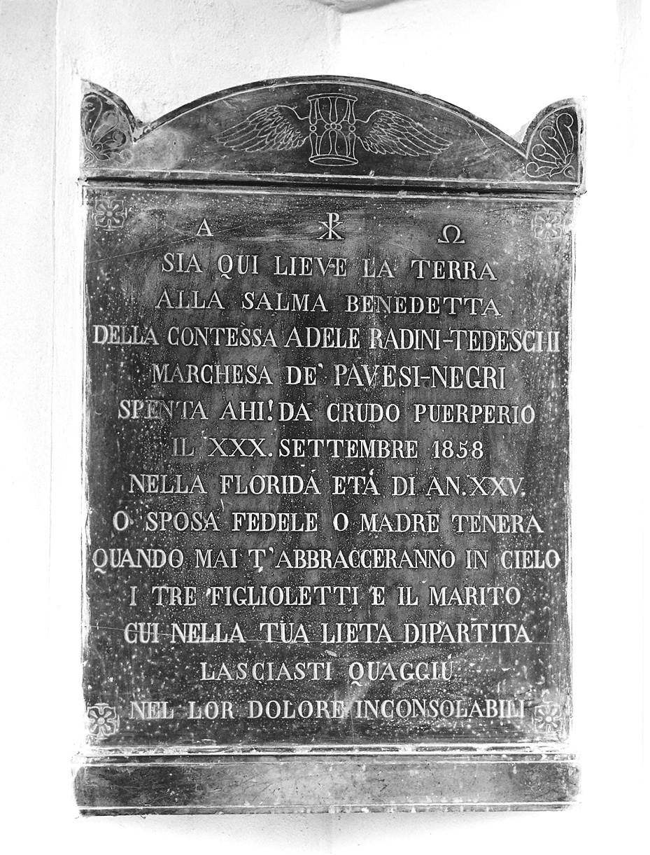 lapide commemorativa - ambito piacentino (sec. XIX)