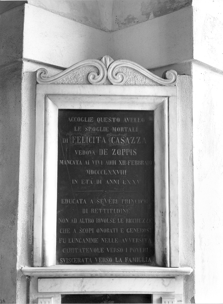 lapide commemorativa - ambito piacentino (sec. XIX)