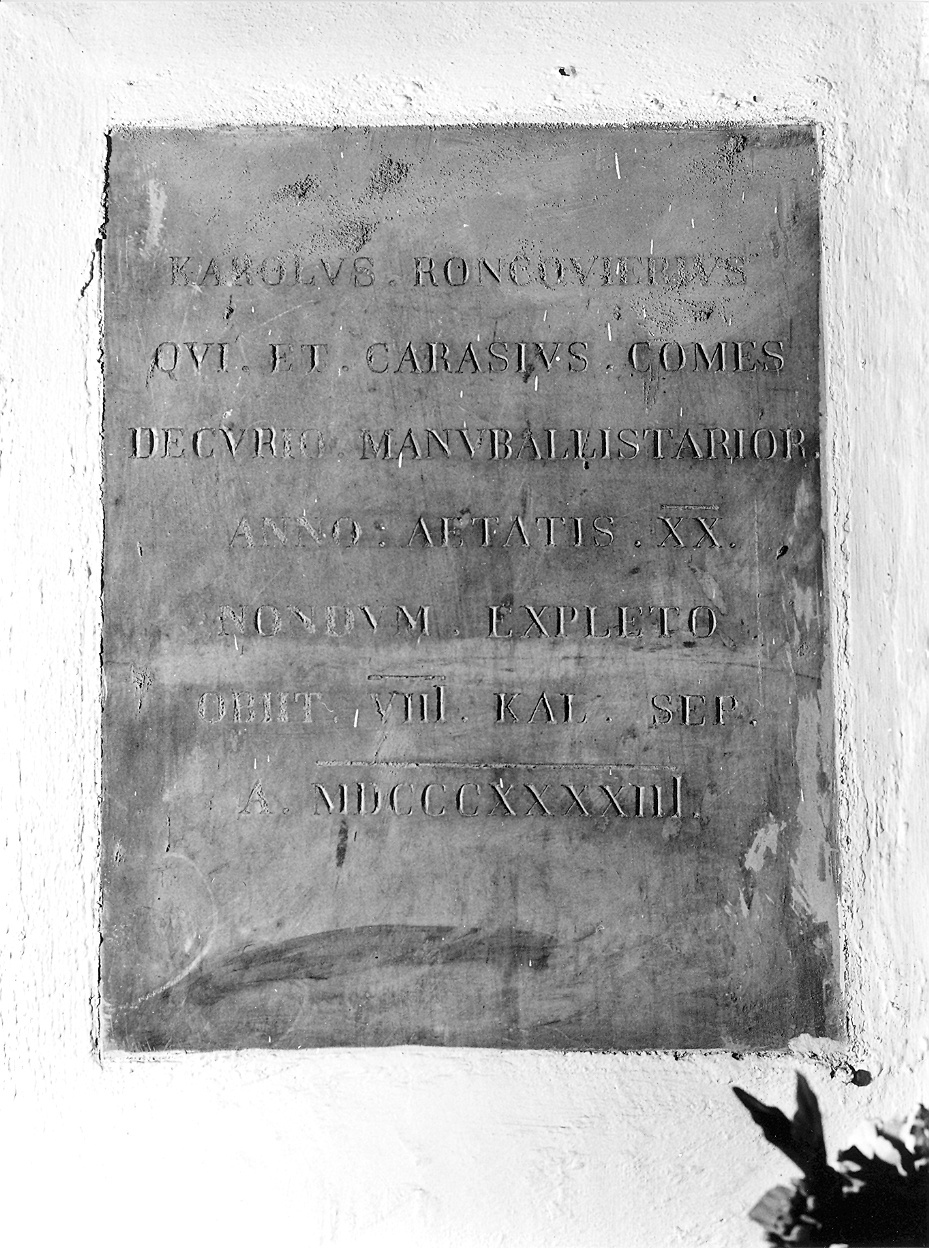 lapide commemorativa - ambito piacentino (sec. XIX)