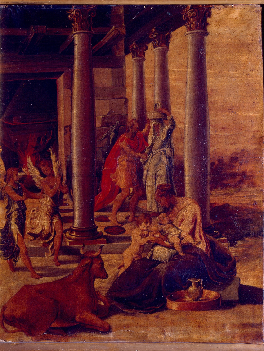 natività con san Giovannino e angeli (dipinto) - ambito parmense (sec. XVI)