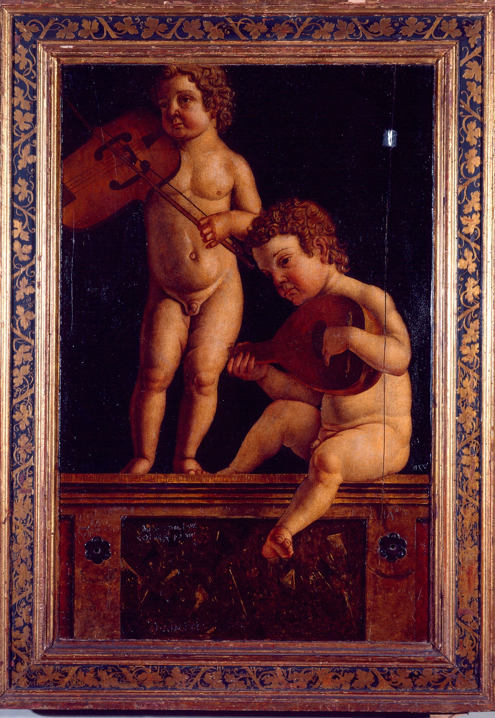 Due putti musici (dipinto, coppia) di Caselli Cristoforo detto Dei Temperelli (secc. XV/ XVI)