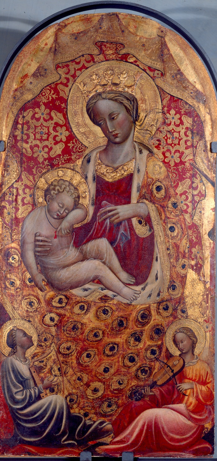 Madonna con Bambino in trono tra santi (dipinto) di Maestro di Barga (inizio sec. XV)