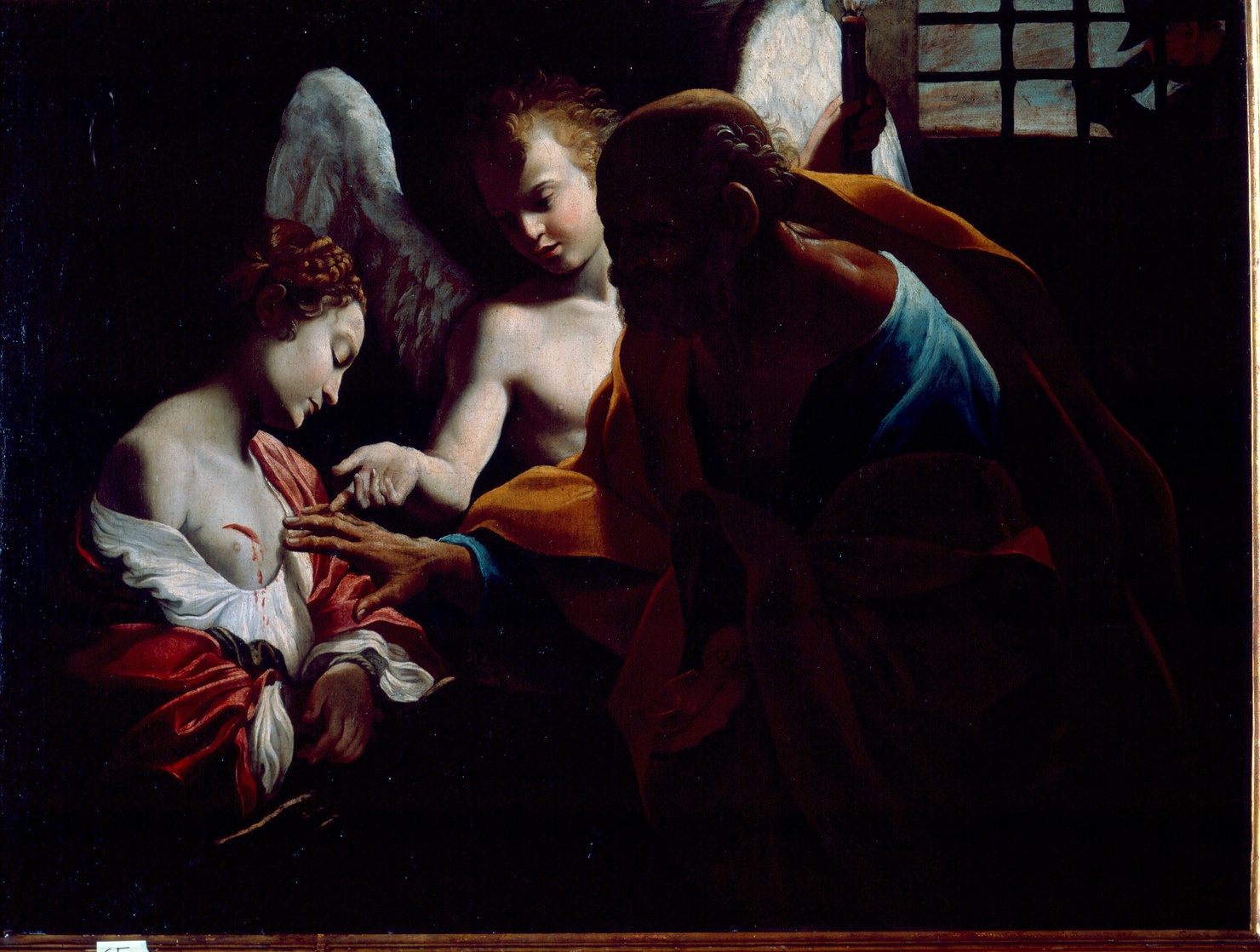 Sant'Agata in carcere curata miracolosamente da San Pietro (dipinto) di Lanfranco Giovanni (sec. XVII)