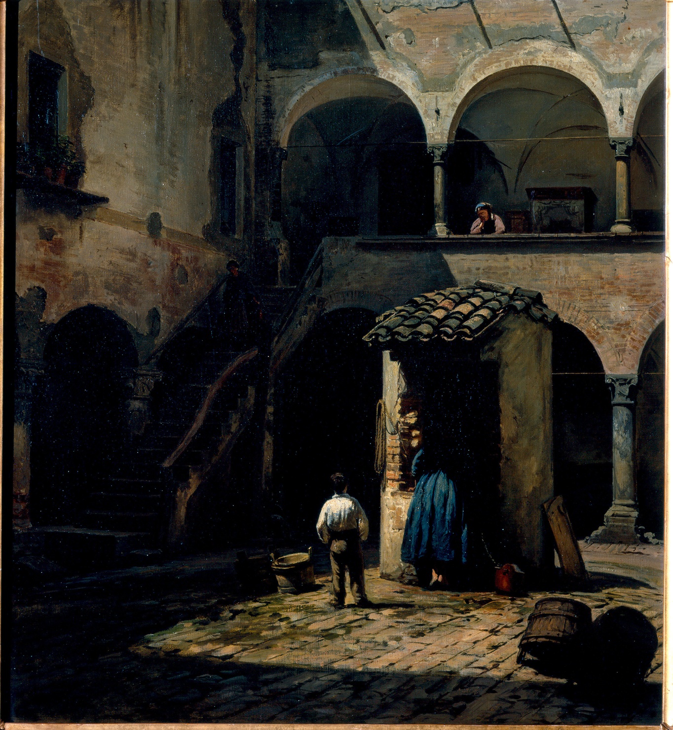 Chiostro del soppresso monastero di San Quintino (dipinto) di Marchesi Luigi (sec. XIX)