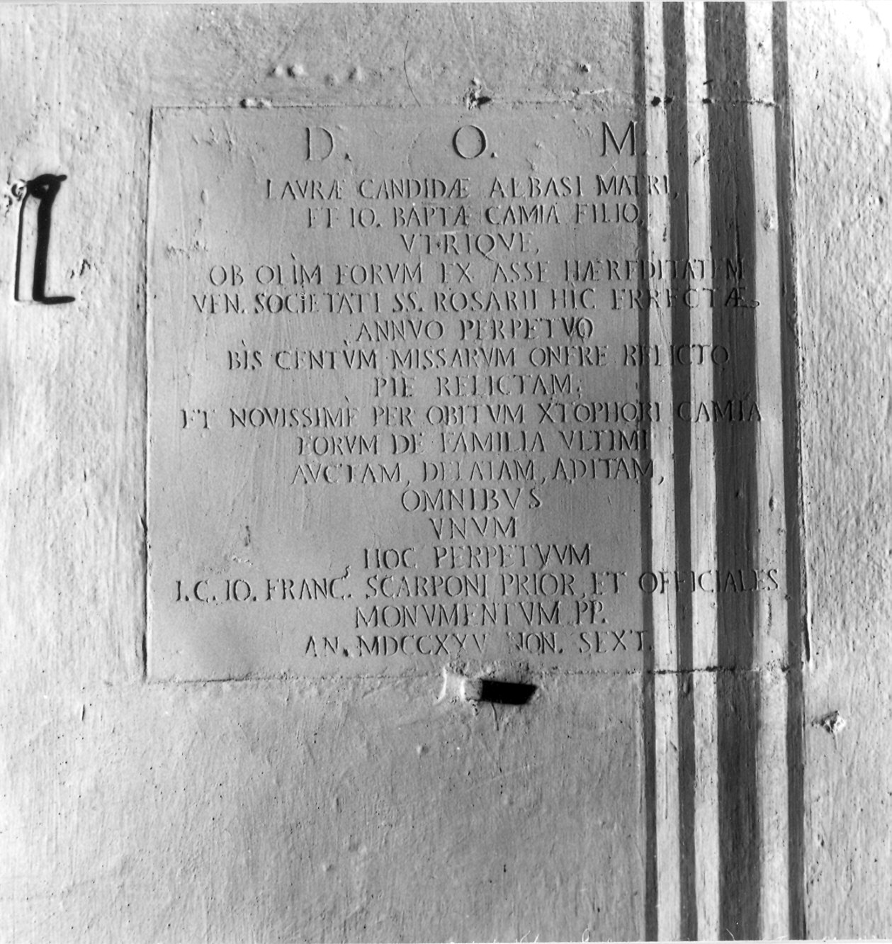 lapide documentaria - ambito piacentino (sec. XVIII)