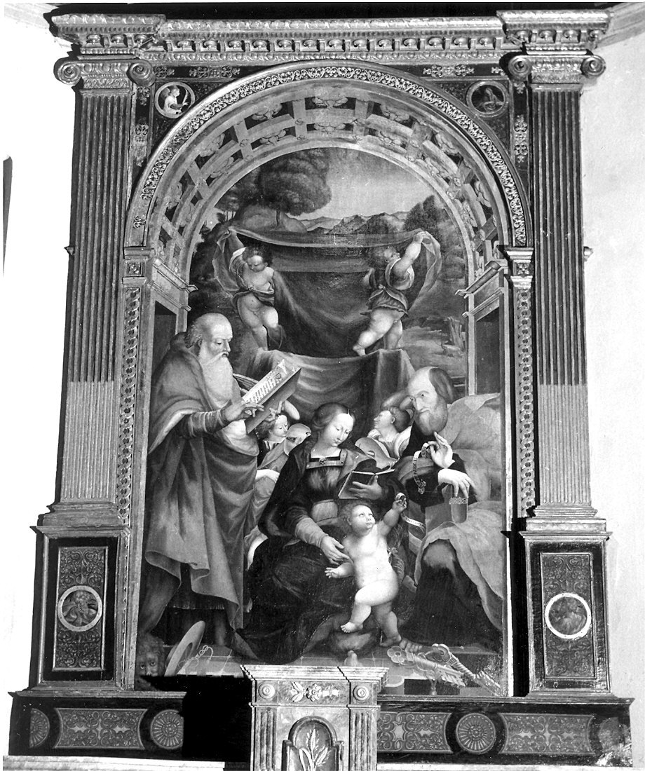 Madonna col Bambino e i Santi Girolamo e Pietro (dipinto) di Novelli Sebastiano (sec. XVI)
