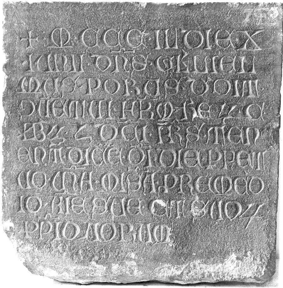 lapide commemorativa - ambito piacentino (sec. XIV)