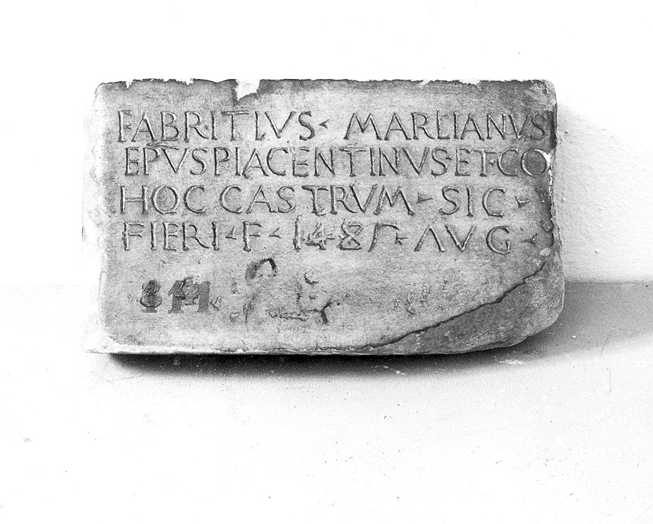 lapide commemorativa - ambito piacentino (sec. XV)