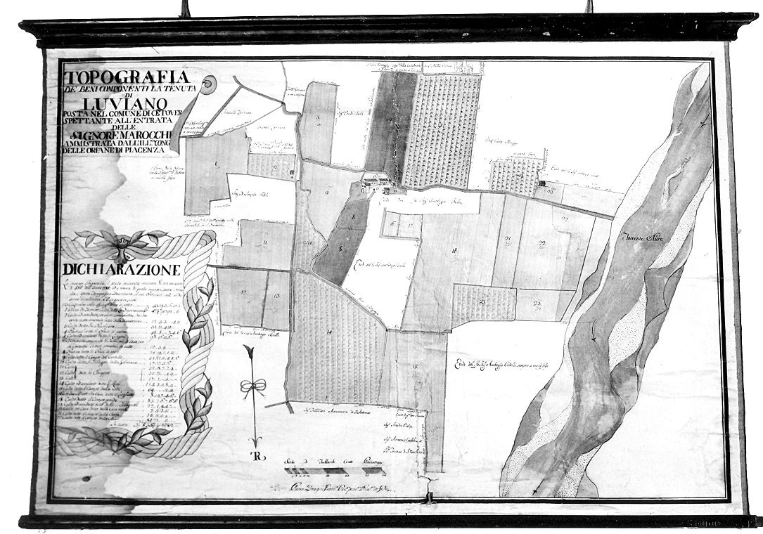 topografia dei beni componenti la tenuta di Luviano (pianta topografica) di Draghi Pietro (sec. XVIII)