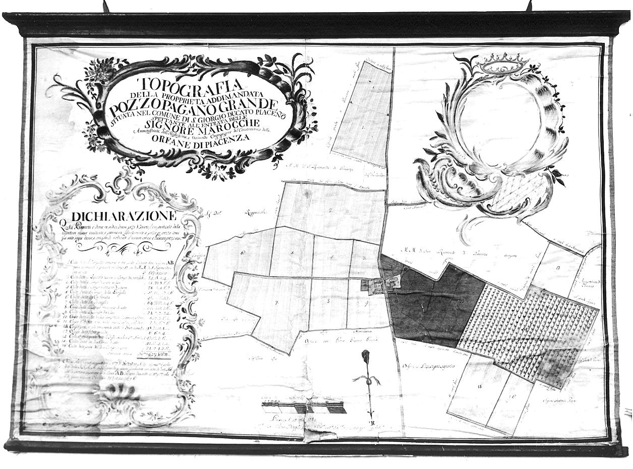 topografia della proprietà Pozzo Pagano (pianta topografica) di Draghi Pietro (sec. XVIII)