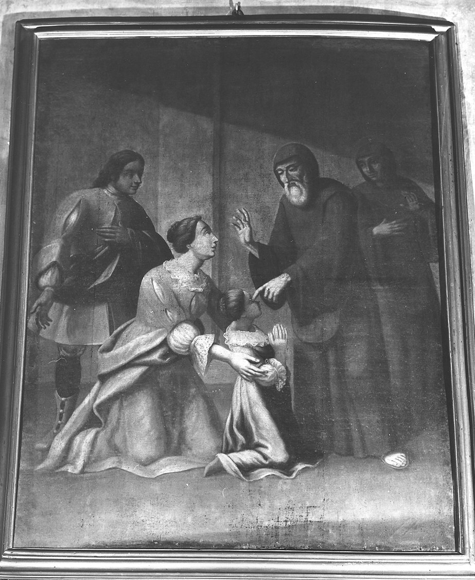 San Francesco di Paola ridona la vista a una donna (dipinto) - ambito emiliano (seconda metà sec. XVIII)