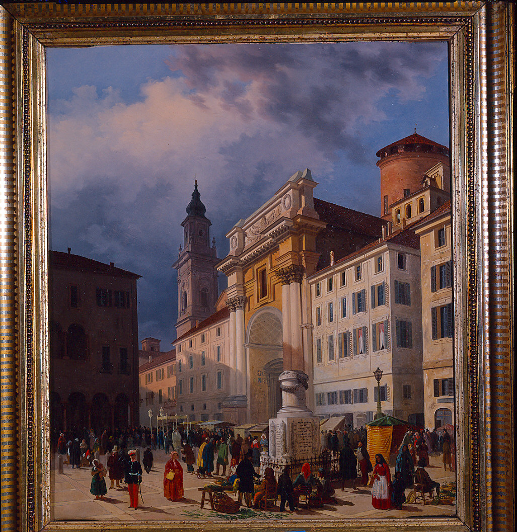 Piazza Grande a Parma (dipinto) di Marchesi Luigi (sec. XIX)