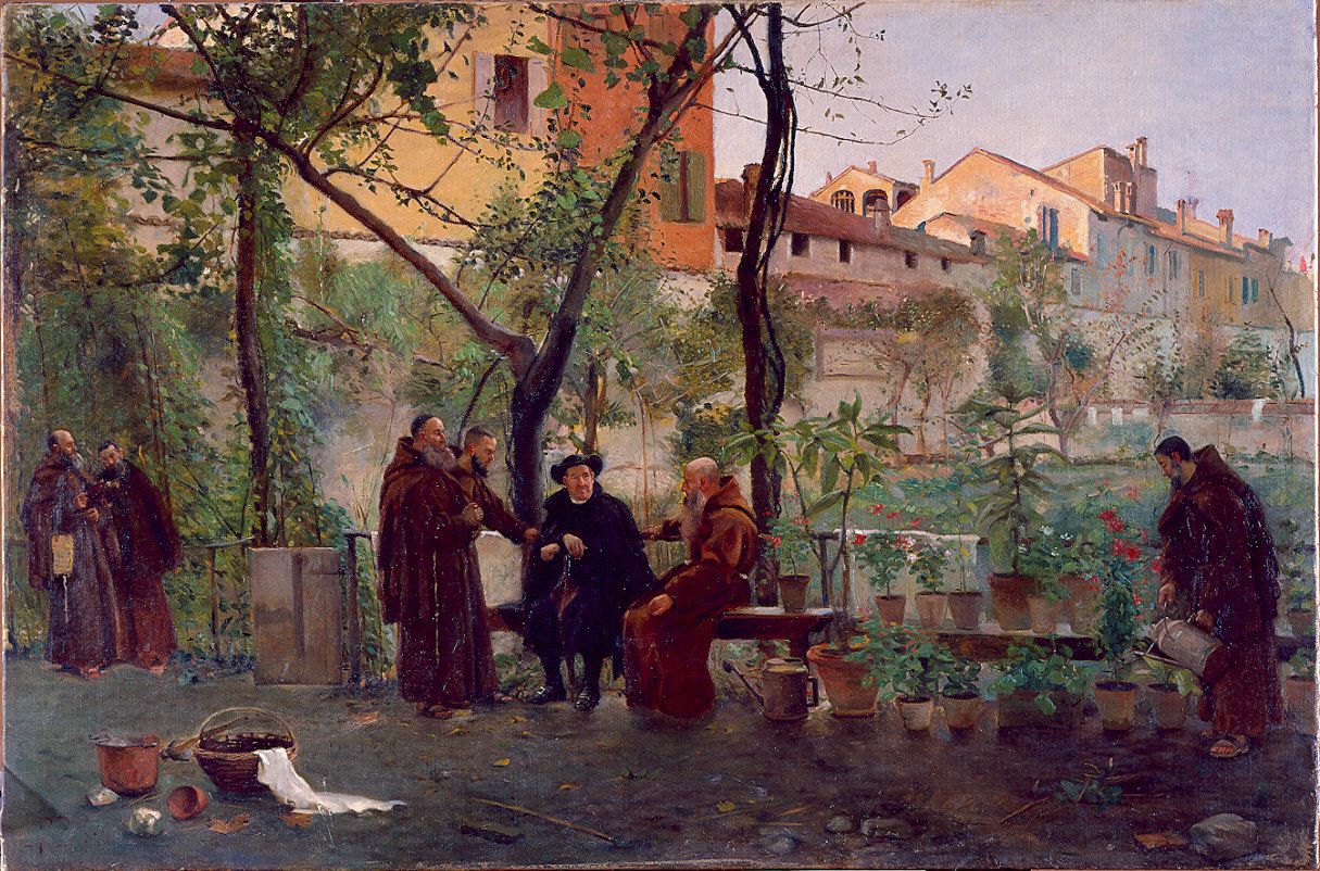 visita al convento (dipinto) di Baratta Paolo (sec. XIX)