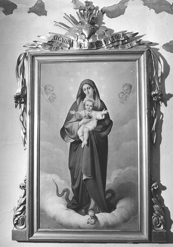 Nostra Signora del Sacro Cuore di Gesù, Madonna con Bambino e Sacro Cuore (dipinto, elemento d'insieme) - ambito piacentino (sec. XIX)