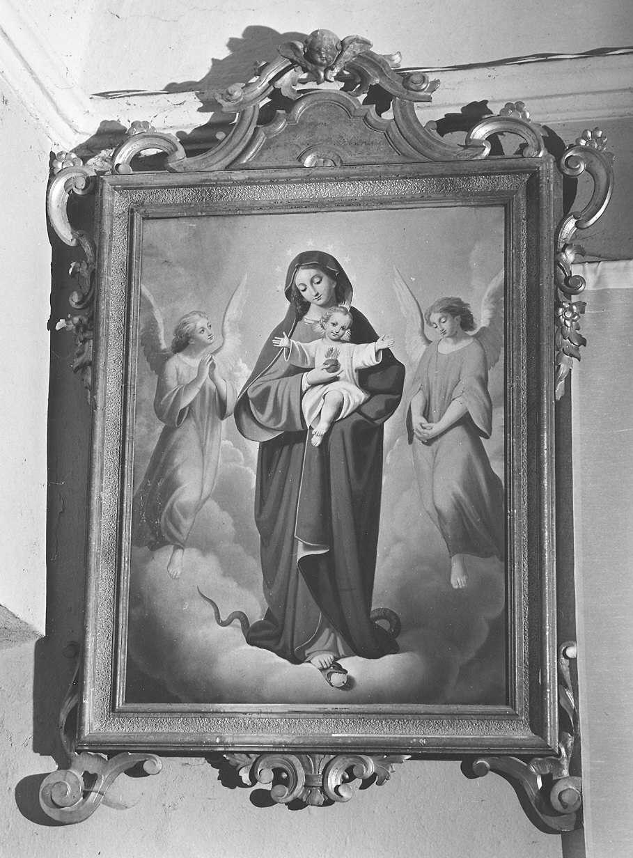 Nostra Signora del Sacro Cuore di Gesù, Madonna con Bambino e Sacro Cuore (dipinto, elemento d'insieme) - ambito piacentino (seconda metà sec. XIX)