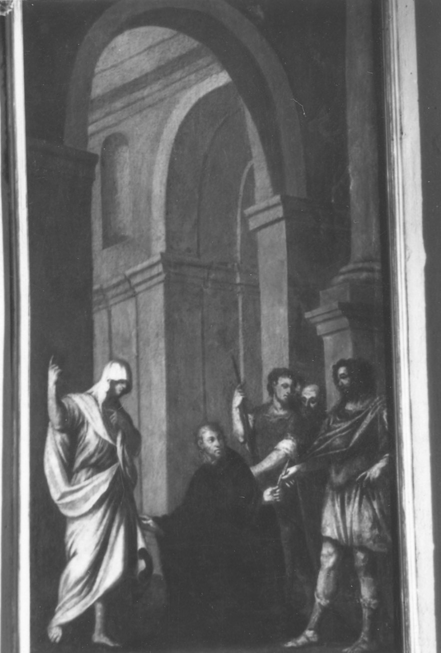 Sant'Ildefonso con un guerriero e una donna (dipinto) di Ferrante Pietro Francesco detto Cavalier Ferrante (sec. XVII)