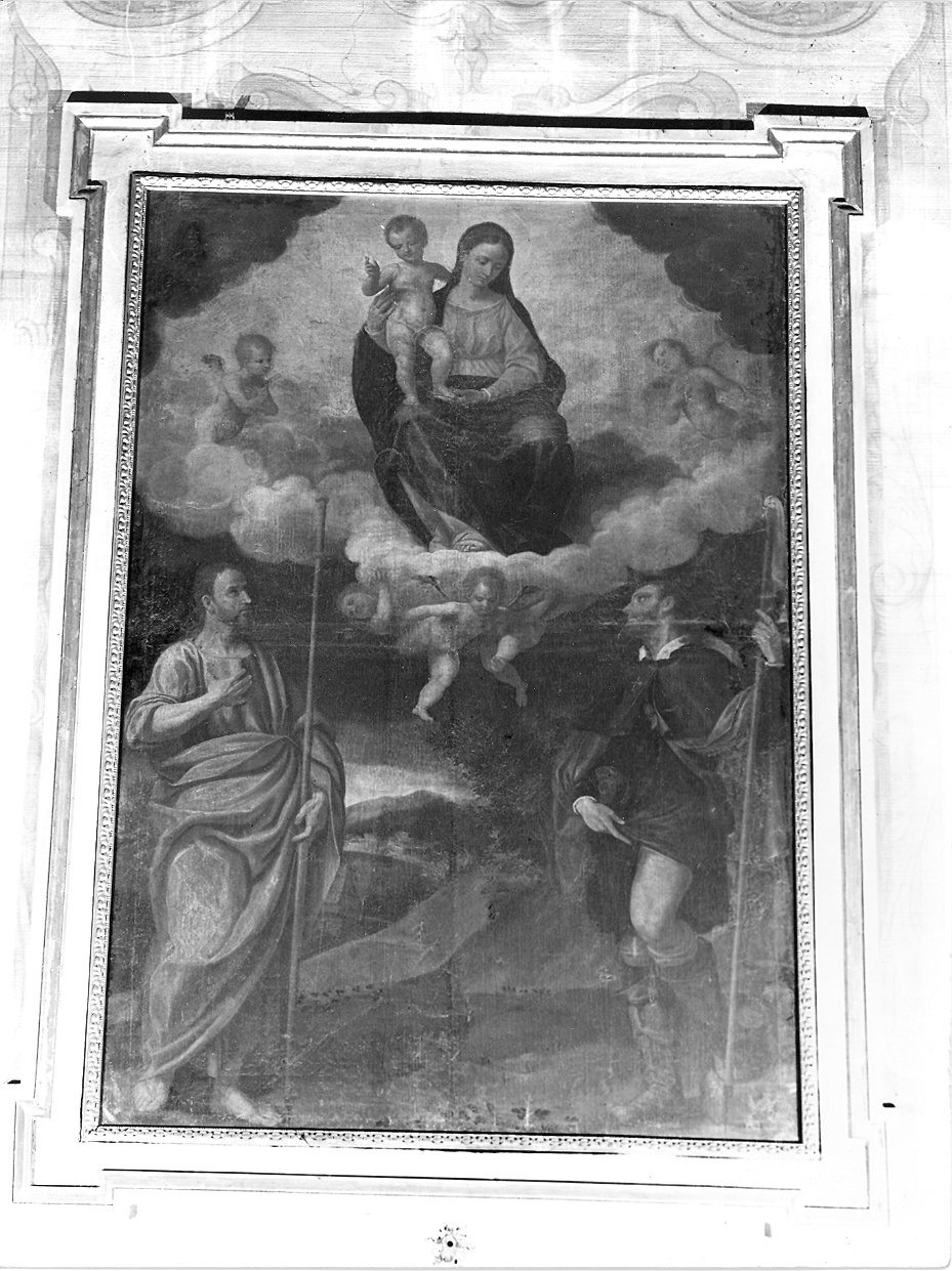 Madonna con Bambino, San Paolo e San Rocco (dipinto) di Caccia Guglielmo detto Moncalvo (cerchia) (fine sec. XVI)