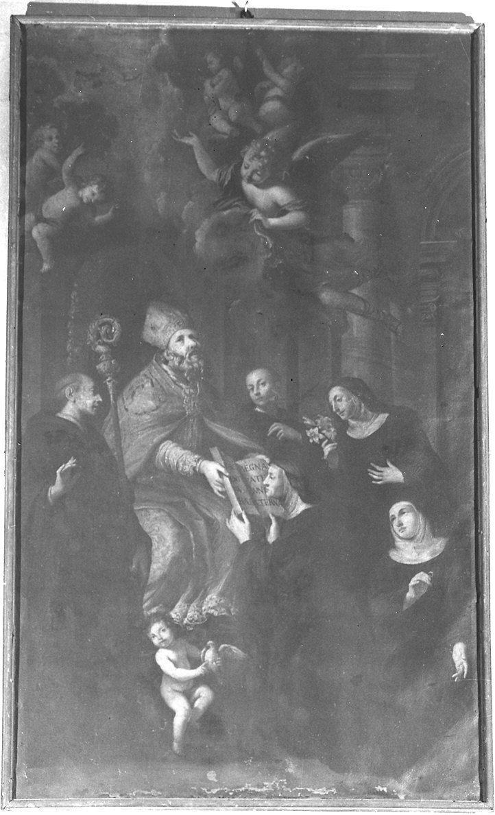 Sant'Agostino consegna la Regola dell'Ordine (dipinto) di Draghi Giovanni Evangelista detto Piacentino (sec. XVIII)