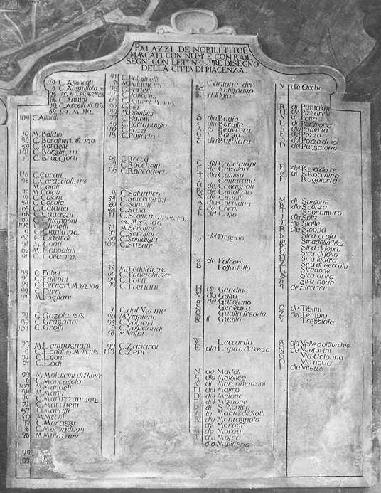 pianta della città di Piacenza (dipinto, elemento d'insieme) - ambito piacentino (sec. XVIII)