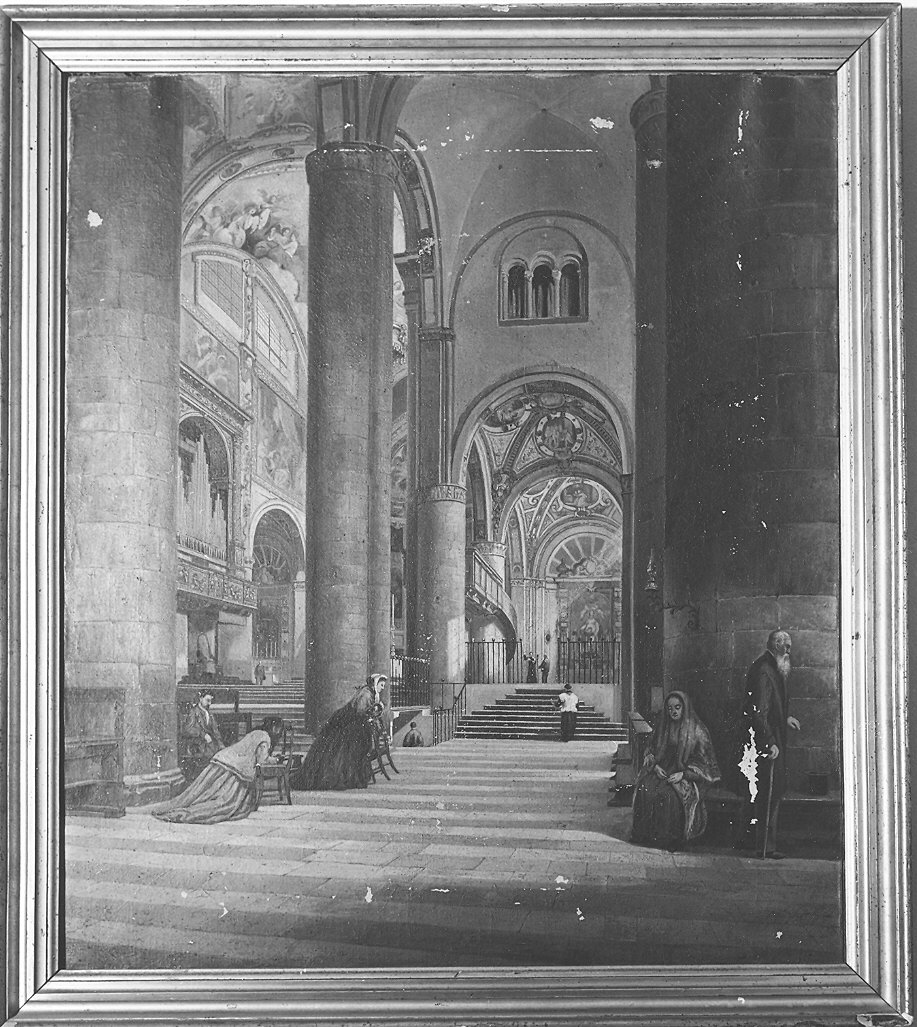 interno del Duomo di Piacenza (dipinto) di Prati Enrico (terzo quarto sec. XIX)