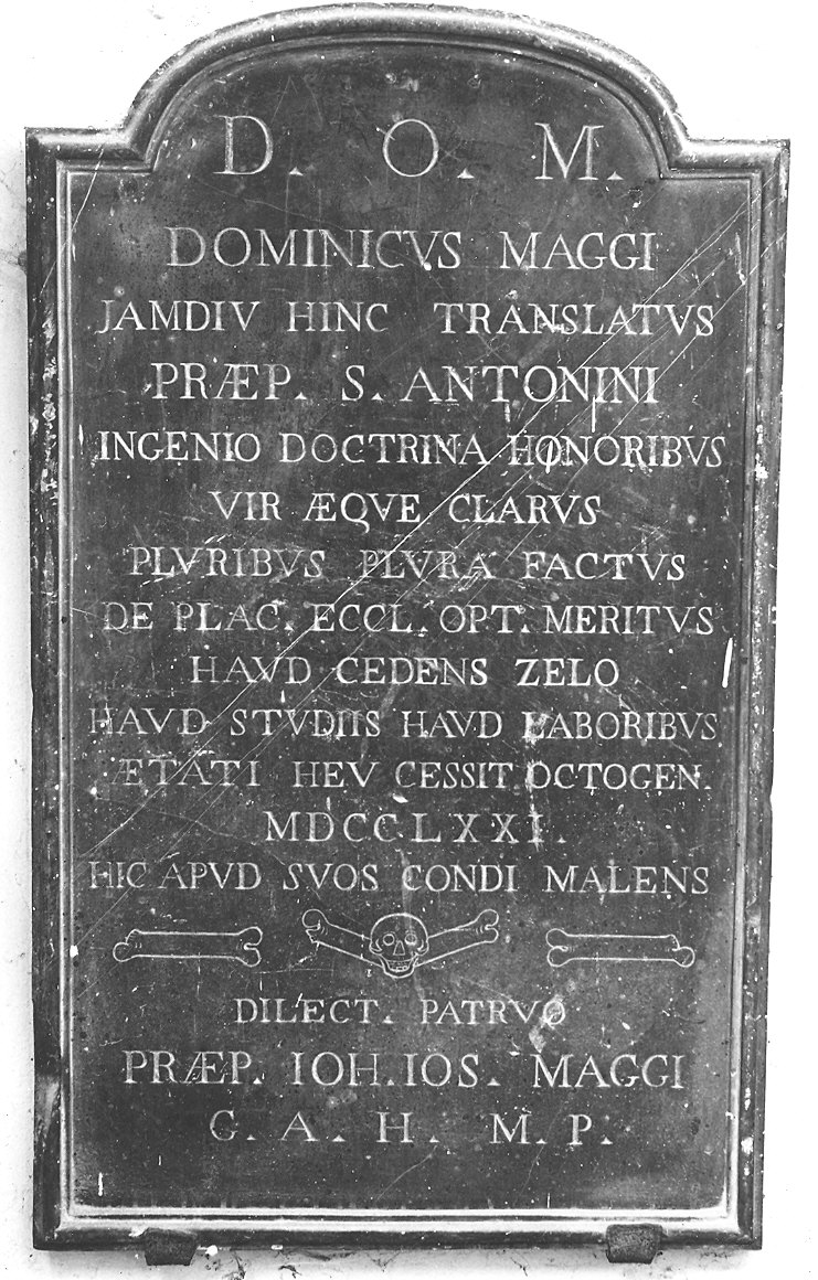 lapide commemorativa - ambito piacentino (sec. XVIII)