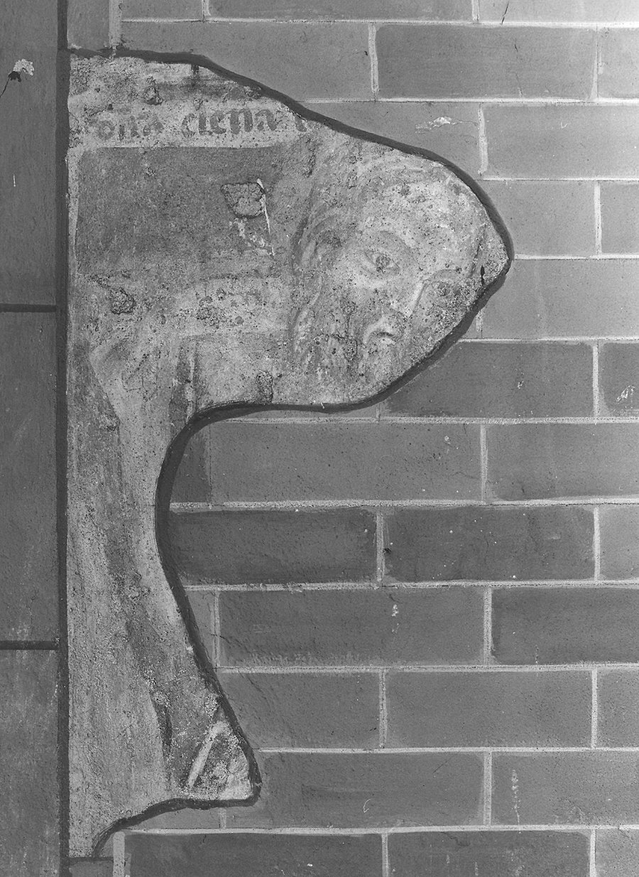 testa di santo (dipinto, frammento) - ambito Italia settentrionale (sec. XI)