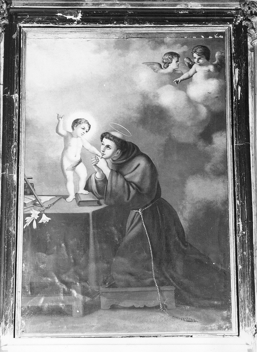 Sant'Antonio da Padova con il bambino (dipinto) - ambito piacentino (fine sec. XIX)