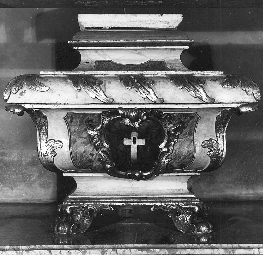 reliquiario a teca - a urna - ambito piacentino (fine sec. XVIII)