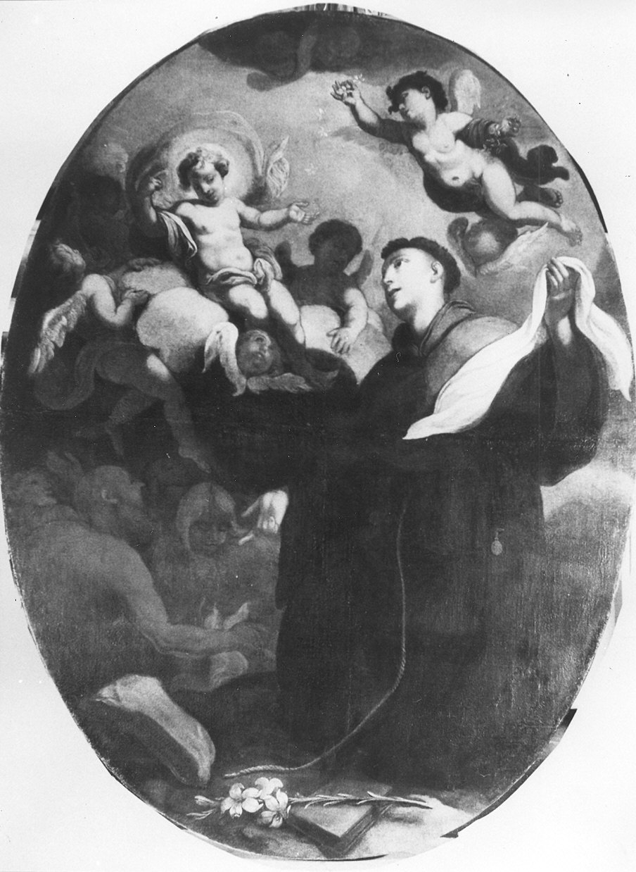 Sant'Antonio da Padova con il bambino (dipinto) di Maes Jacomo (sec. XVIII)