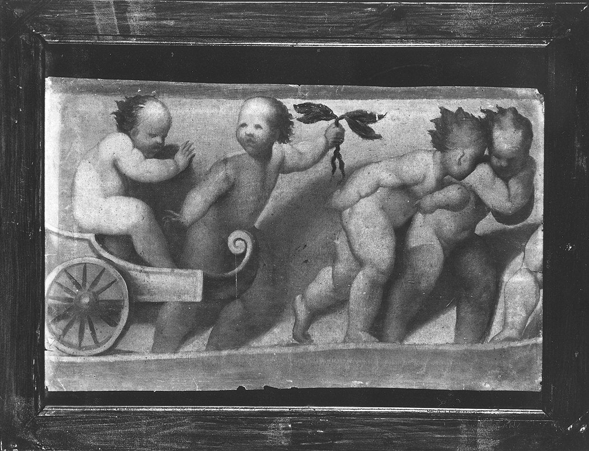 quattro putti che giocano con un carretto (dipinto) di Baderna Bartolomeo (attribuito) (metà sec. XVII)