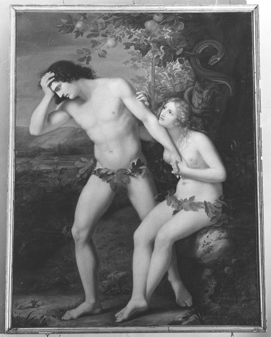 Adamo ed Eva nel paradiso terrestre (dipinto) di Viganoni Carlo Maria (sec. XIX)