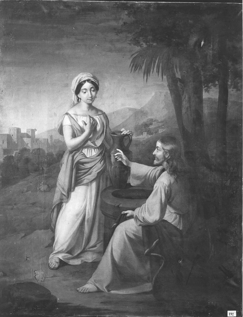 Cristo e la samaritana al pozzo (dipinto) di Bolla Antonio (sec. XIX)