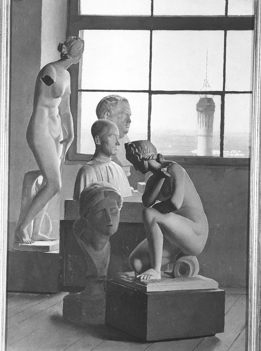 composizione di gessi presso una finestra (dipinto) di Ghittoni Francesco (e aiuti) (sec. XX)