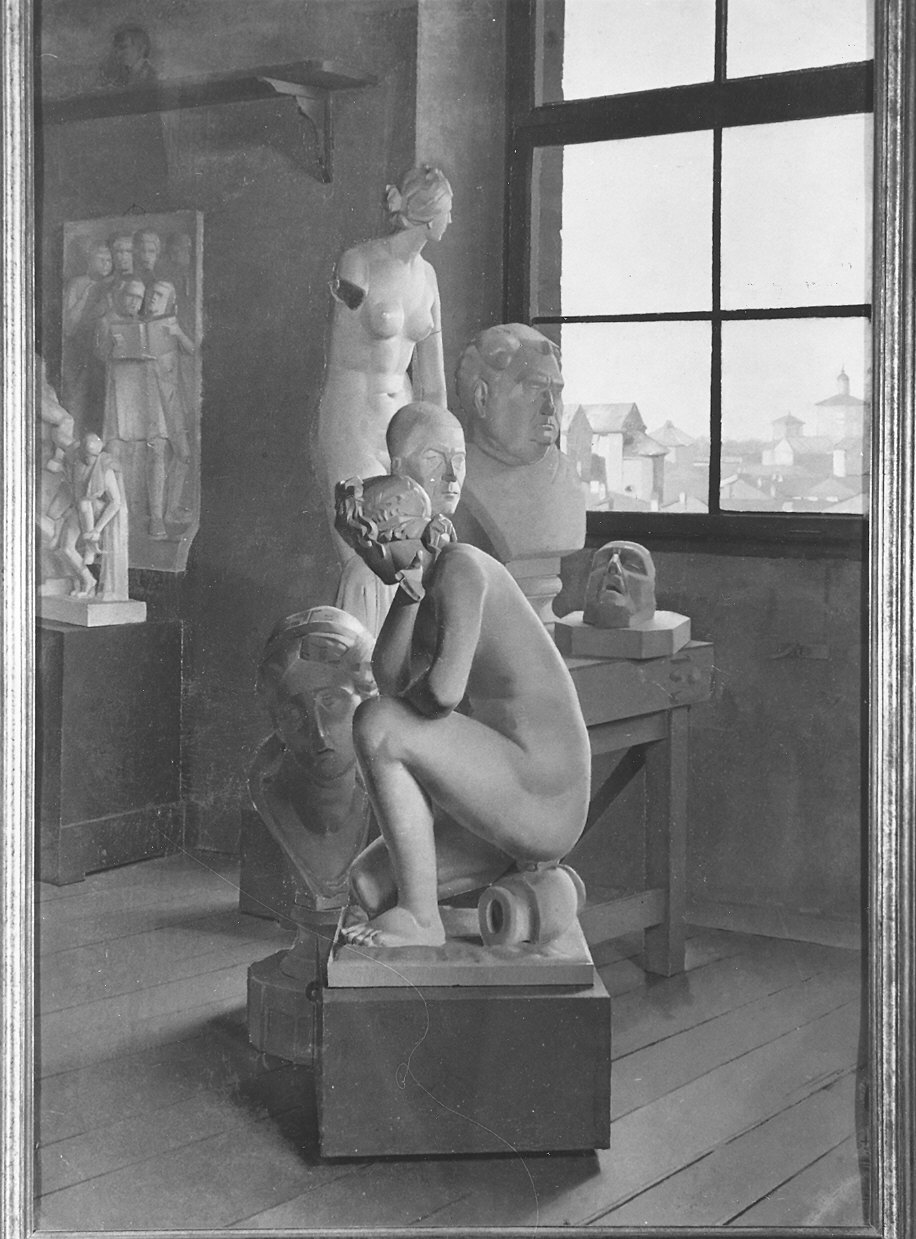 composizione di gessi presso una finestra (dipinto) di Ghittoni Francesco (e aiuti) (sec. XX)