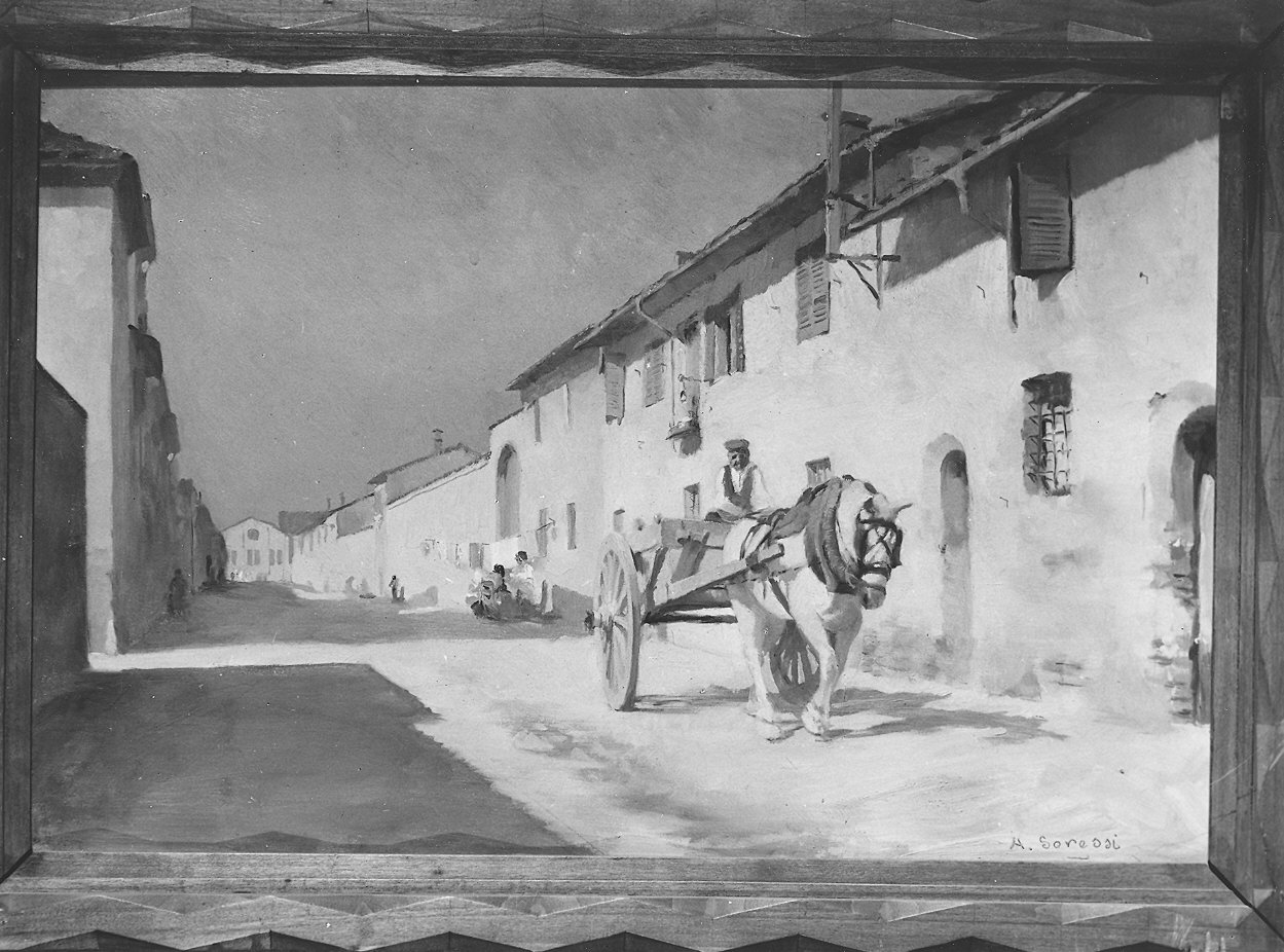 via Cantarana a Piacenza (dipinto) di Soressi Alfredo (sec. XX)