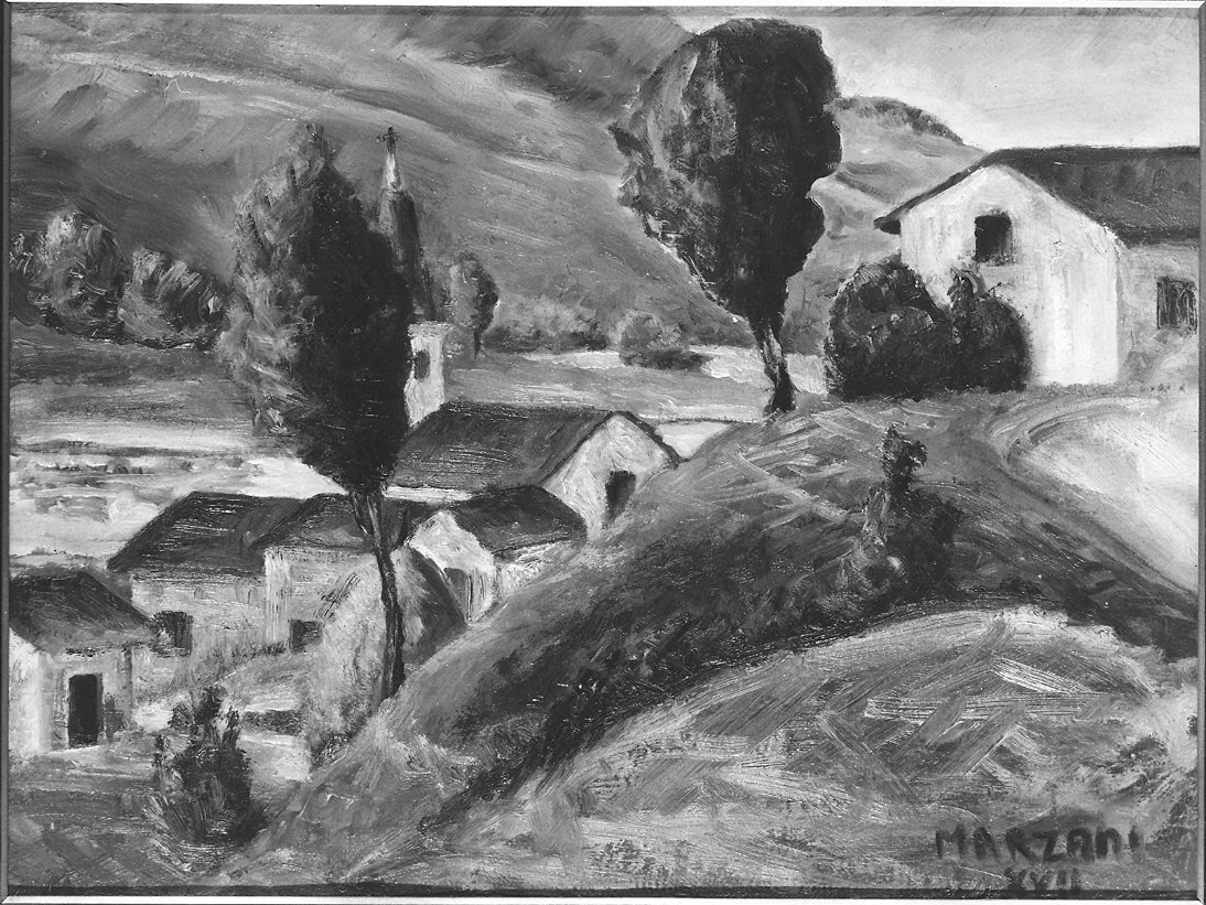 paesaggio in Val Nure, a Biana (dipinto) di Marzani Lorenzo (sec. XX)