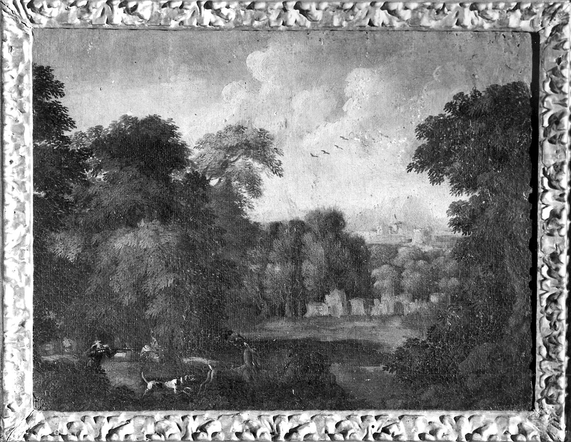 paesaggio (dipinto, elemento d'insieme) - ambito romano (inizio sec. XVIII)