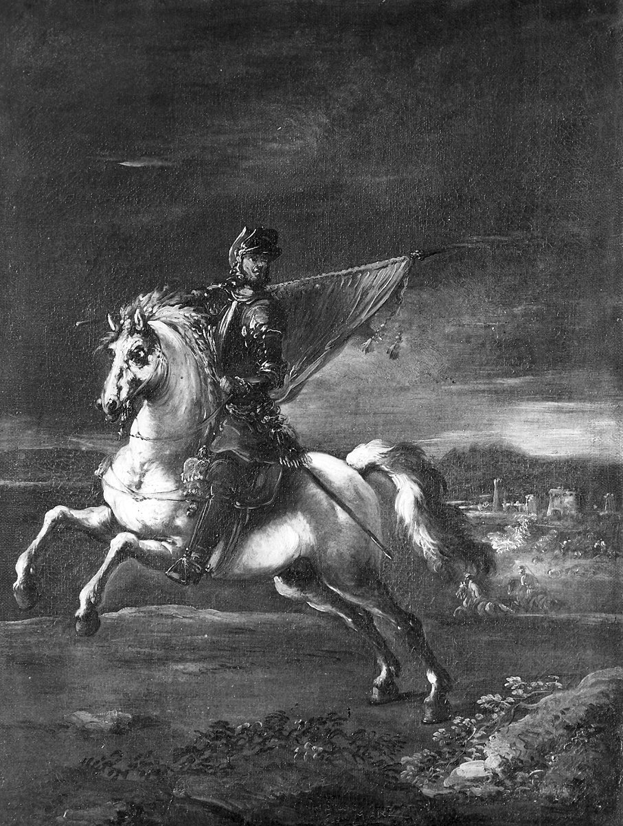 guerriero a cavallo (dipinto) di Courtois Jacques detto Borgognone (attribuito) (metà sec. XVII)