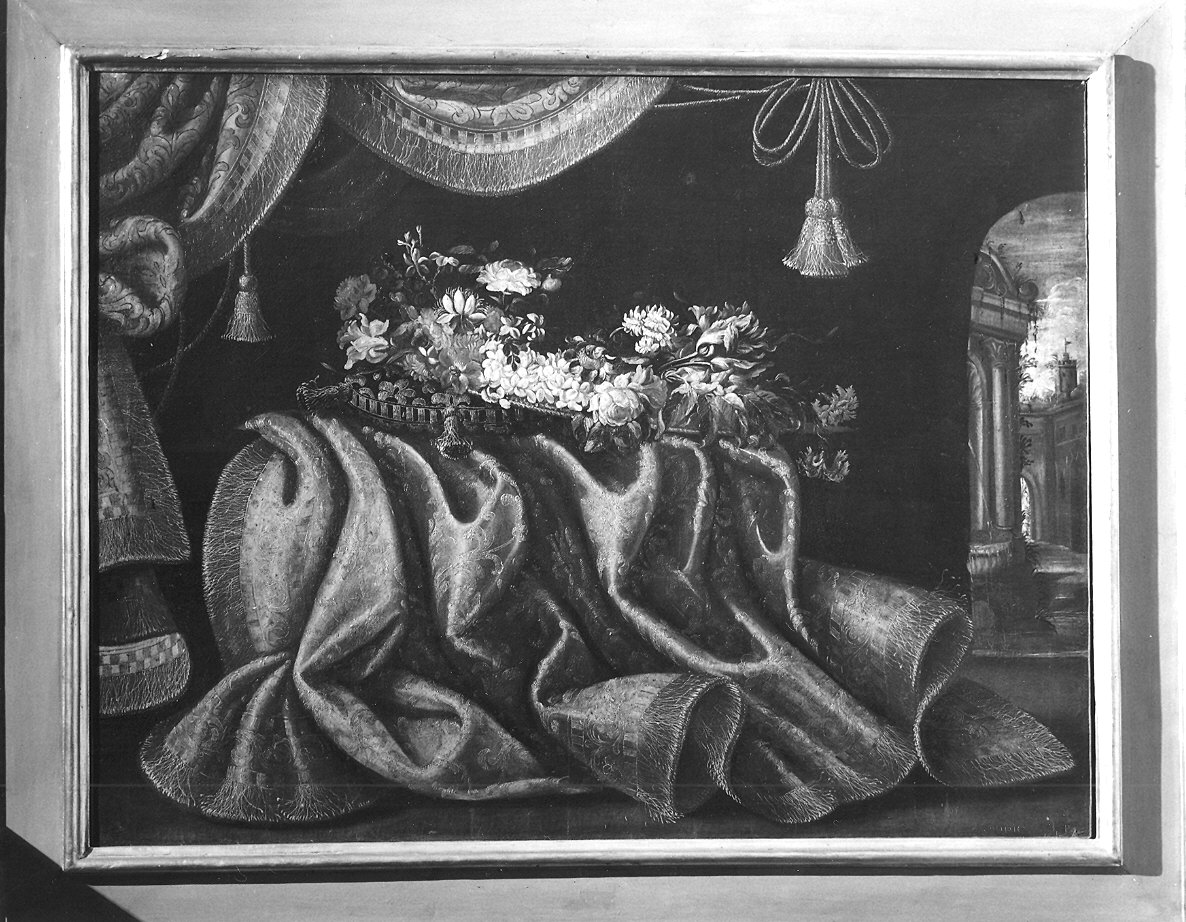 natura morta con tappeto e fiori (dipinto) di Gianlisi Antonio il Giovane (attribuito) (fine/inizio secc. XVII/ XVIII)