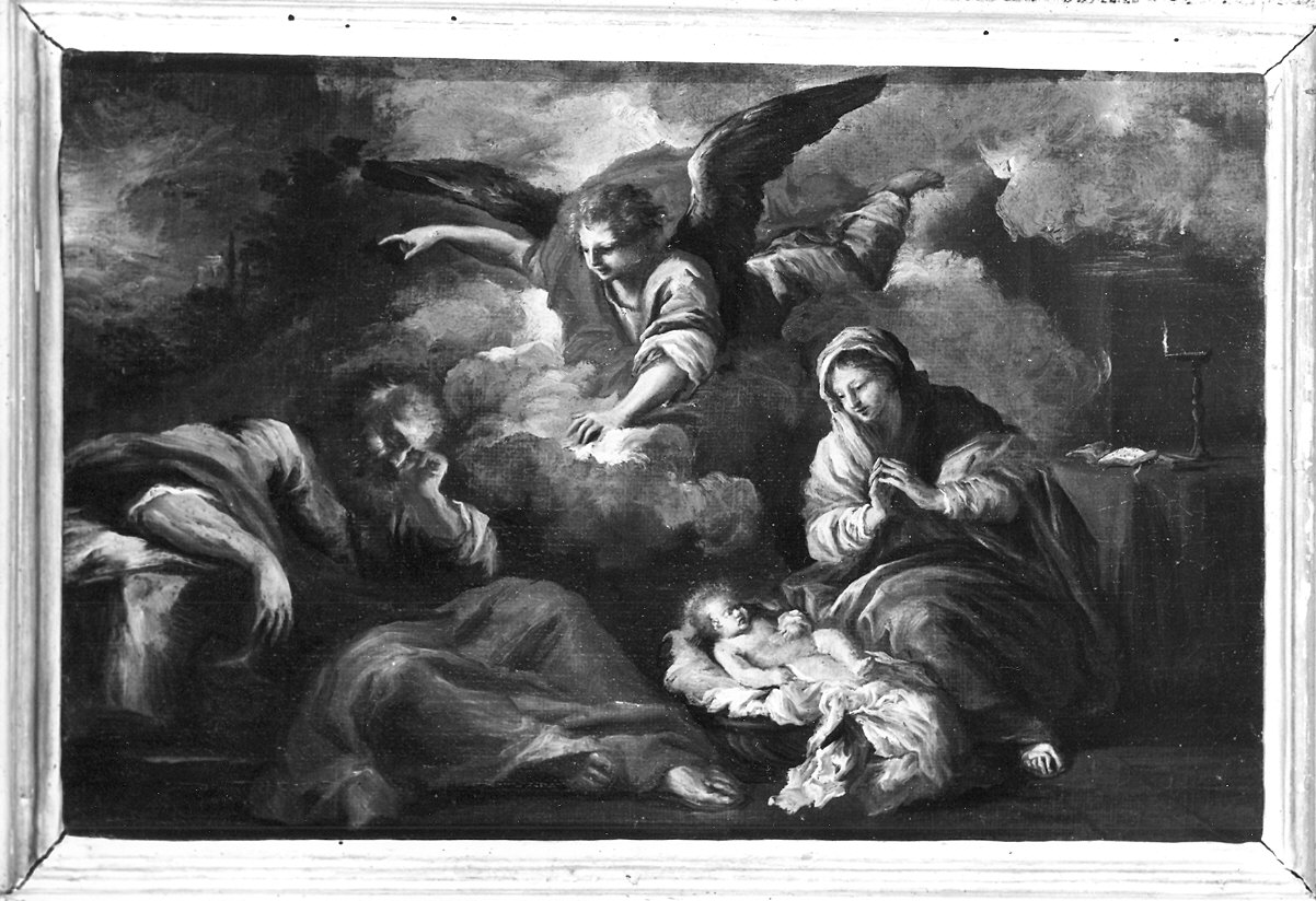 riposo nella fuga in Egitto (dipinto) di Mola Pier Francesco (attribuito) (metà sec. XVII)