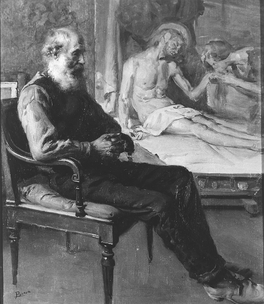Il vecchio, ritratto d'uomo (dipinto) di Bocca Luigi (prima metà sec. XX)