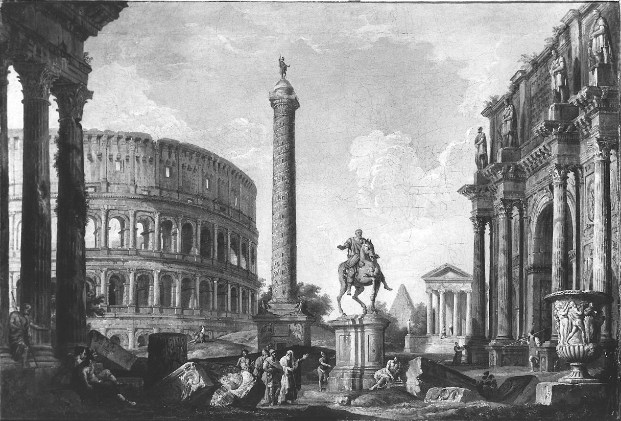 capriccio architettonico (dipinto) di Panini Giovanni Paolo (sec. XVIII)