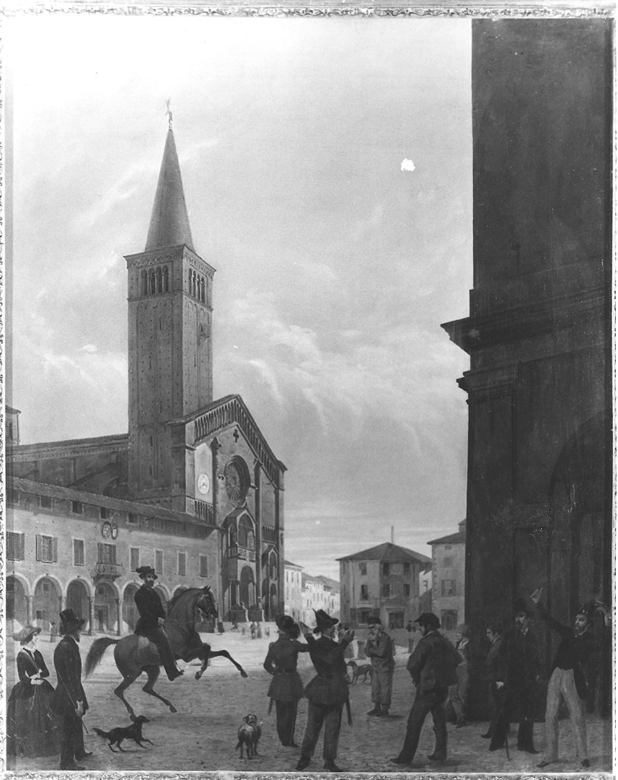 piazza del Duomo a Piacenza (dipinto) di Inganni Angelo (sec. XIX)