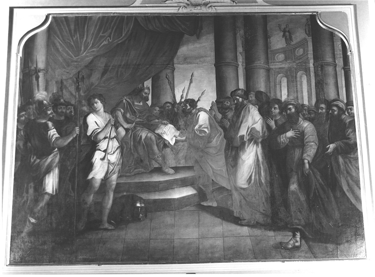 Ciro concede agli Ebrei di ritornare alla loro terra (dipinto, elemento d'insieme) di Rubini Giovanni (e aiuti), Manzoni Giuseppe (sec. XVIII, sec. XVIII)